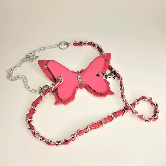 3 Butterfly Chain Belts- Orange Beige- Pink Butterfly Chain Waist Loop Belts - Picture 3 of 15